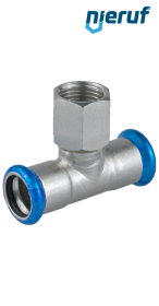 Trójnik T DN32 - 35,0 mm złączka zaciskana W x W Gwint wewnętrzny 1/2" cala Stal nierdzewna