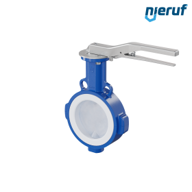 Przepustnica PFA PTFE AK09 DN125 PN10-PN16 dźwignia ręczna wkladka Silikon