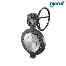 Podwójnie mimośrodowa Przepustnica AK12 DN 200 PN16 przekładnia ślimakowa