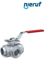 3 drożny zawór kulowy GK09 DN8 - 1/4" cala z otworem T